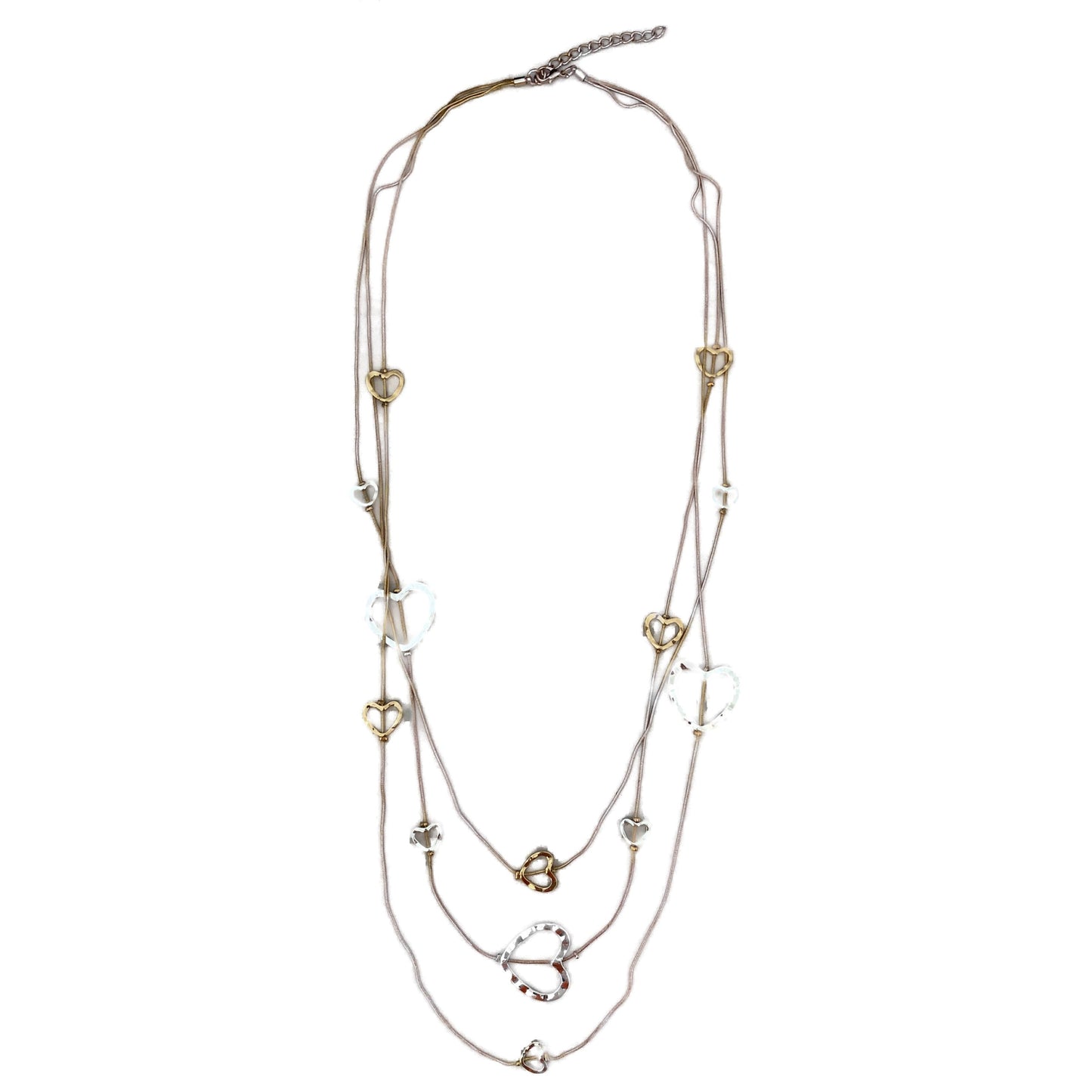 Collana multi fili di metallo e cuori