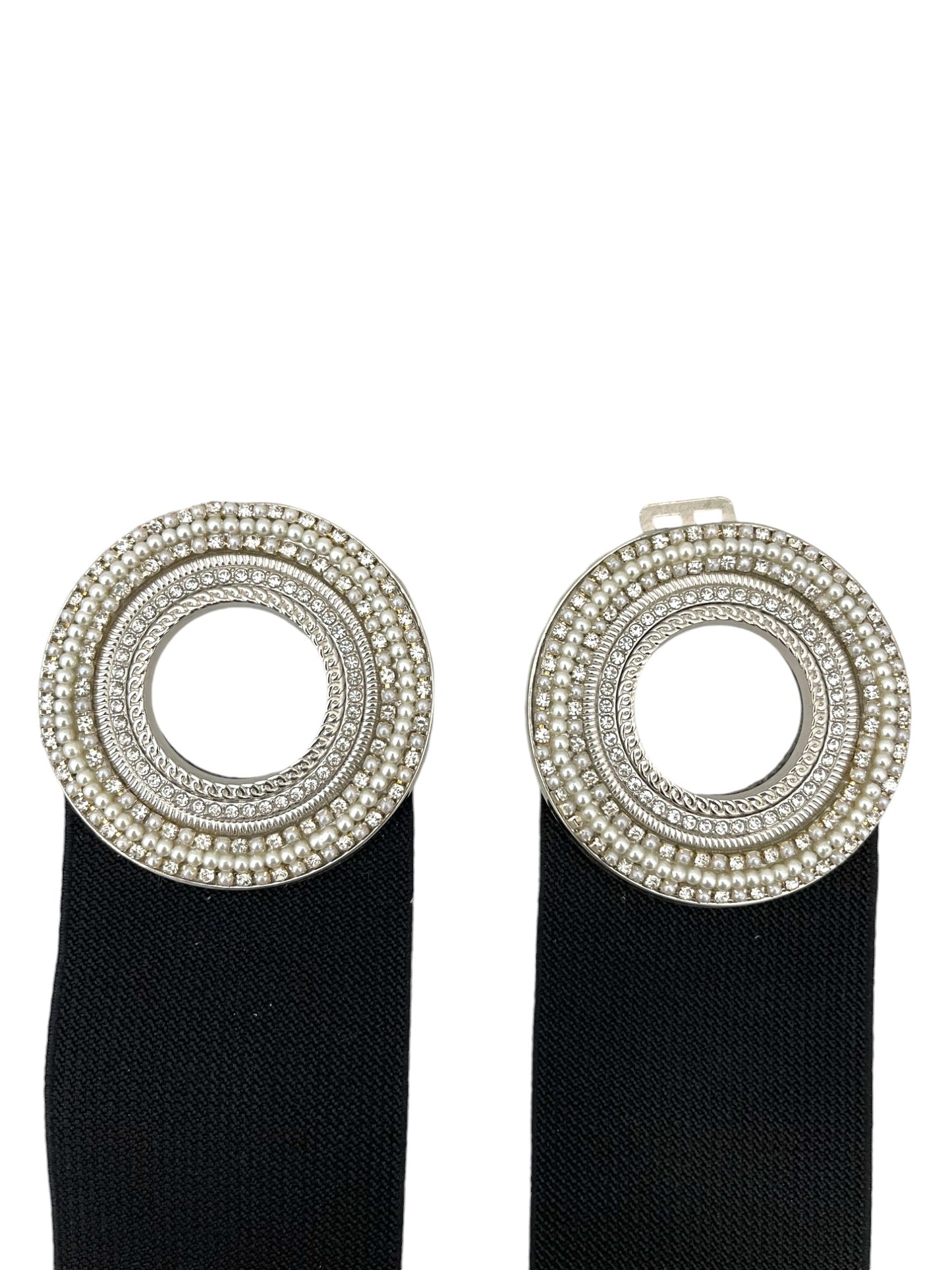 Cintura elastica con fibbia in strass e perle