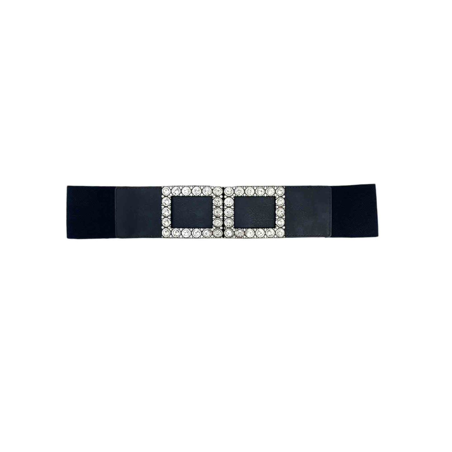 Cintura elastica fibbia rettangolare con pietre