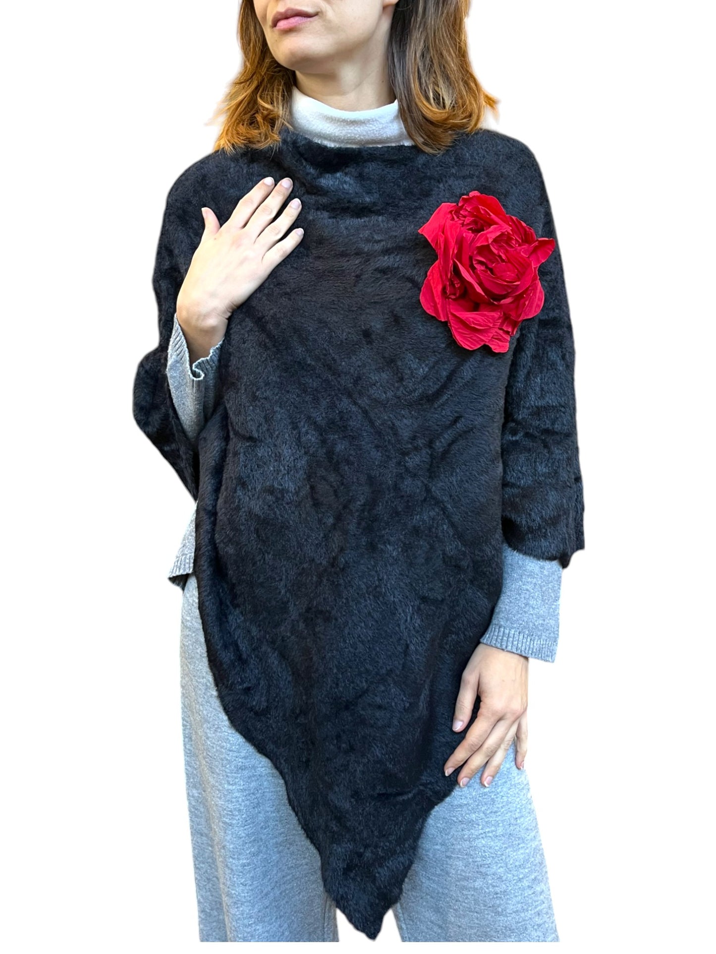 Poncho in eco-pelliccia
