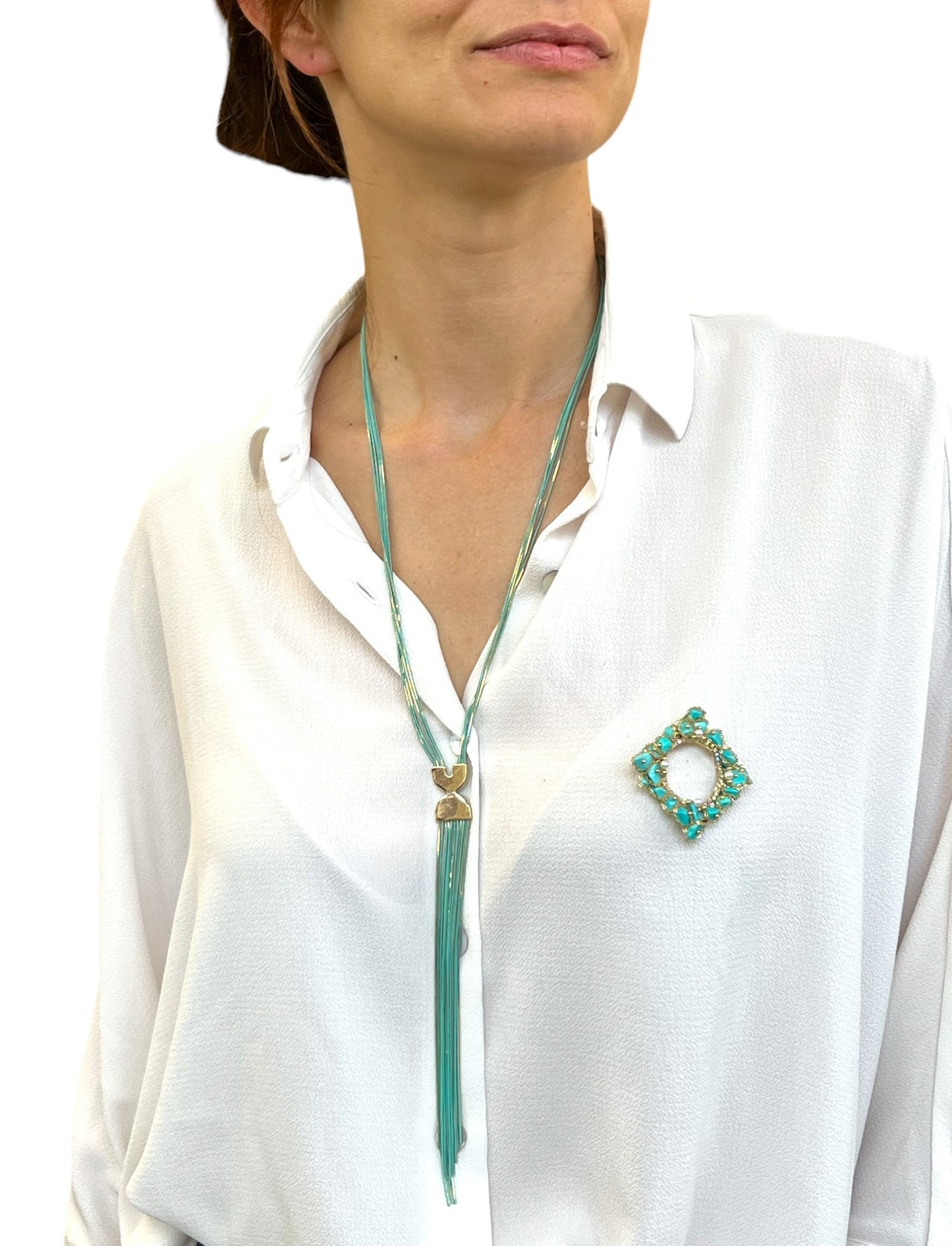 Collana multi fili di catena colorata
