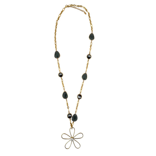 Collana fiore e pietre sfaccettate
