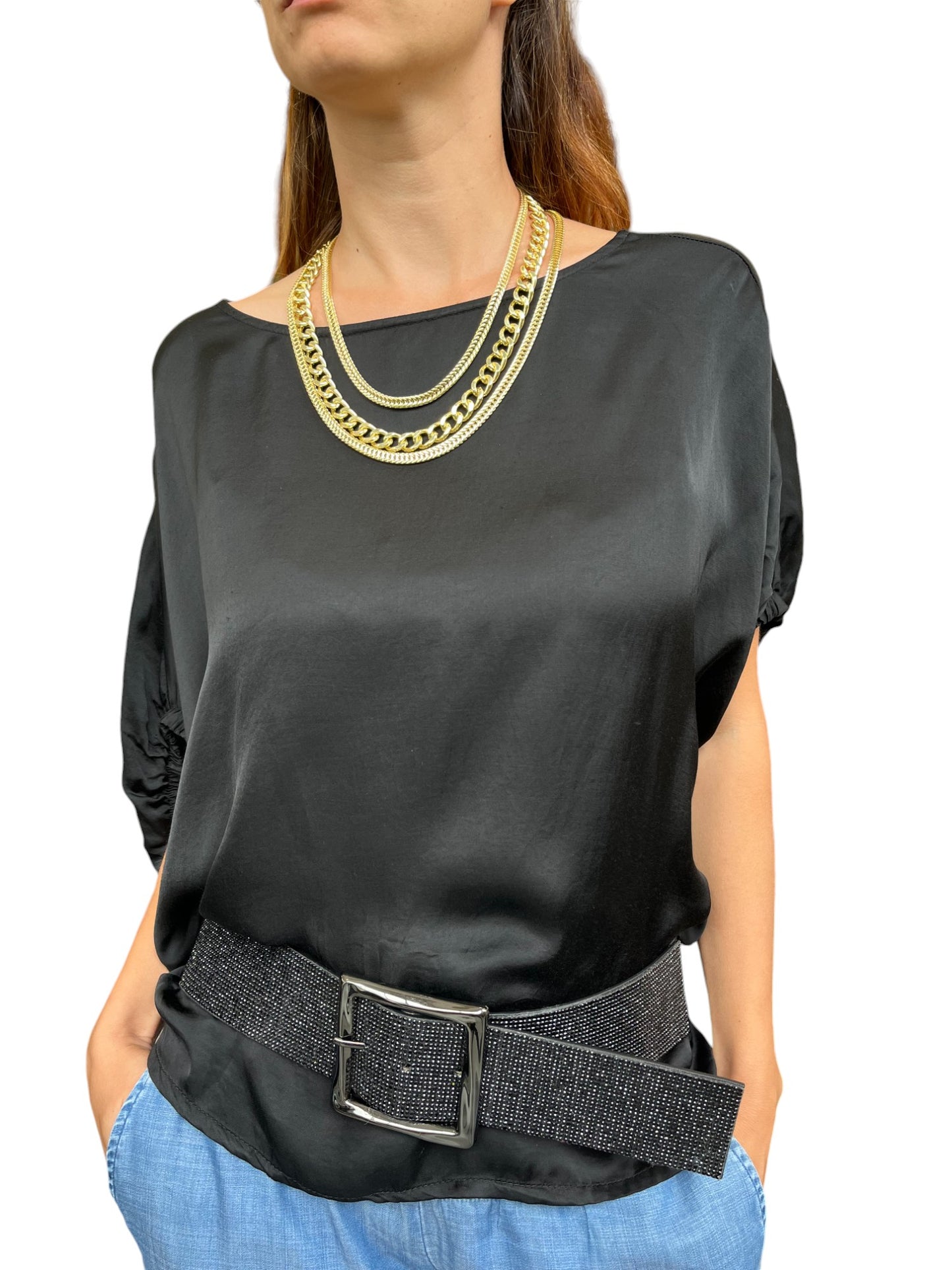 Cintura elastica con parte in strass