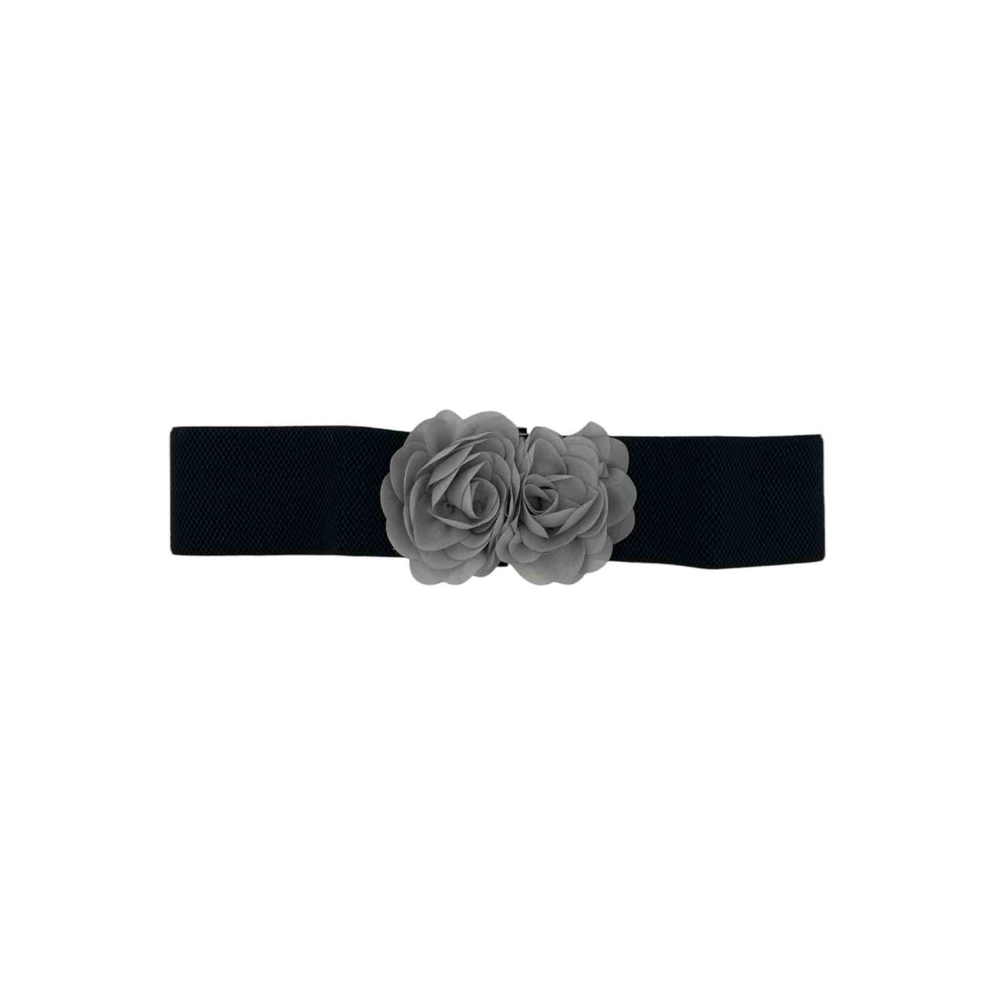 Cintura elastica con fiori grigi