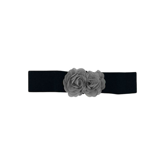 Cintura elastica con fiori grigi