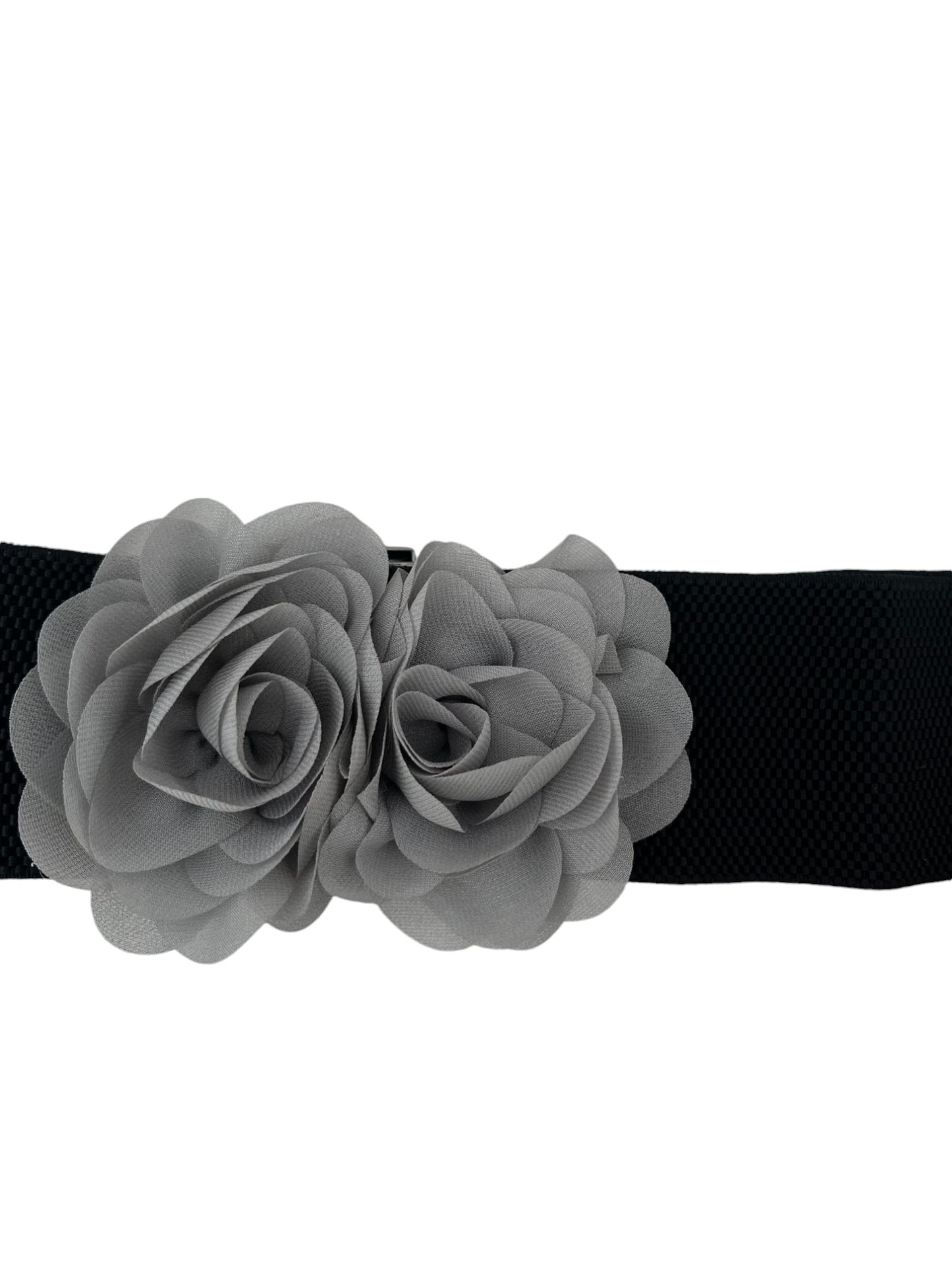Cintura elastica con fiori grigi