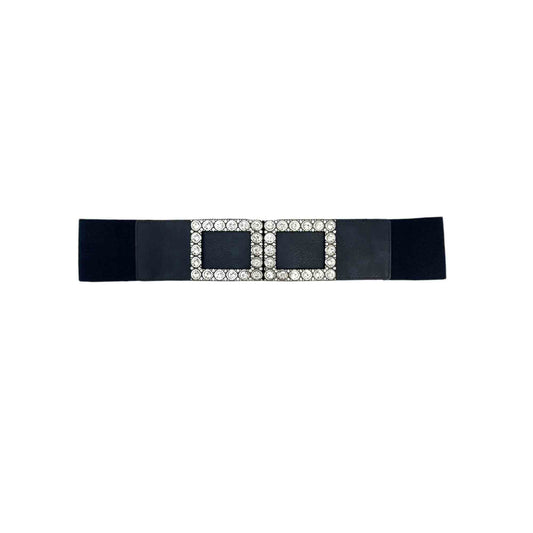 Cintura elastica fibbia rettangolare con pietre