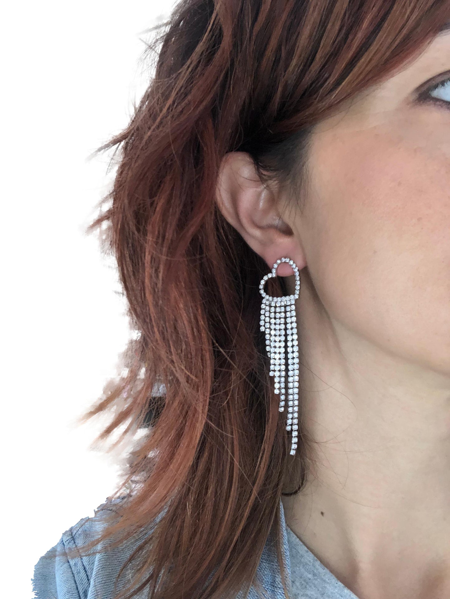 Orecchini cuore con strass
